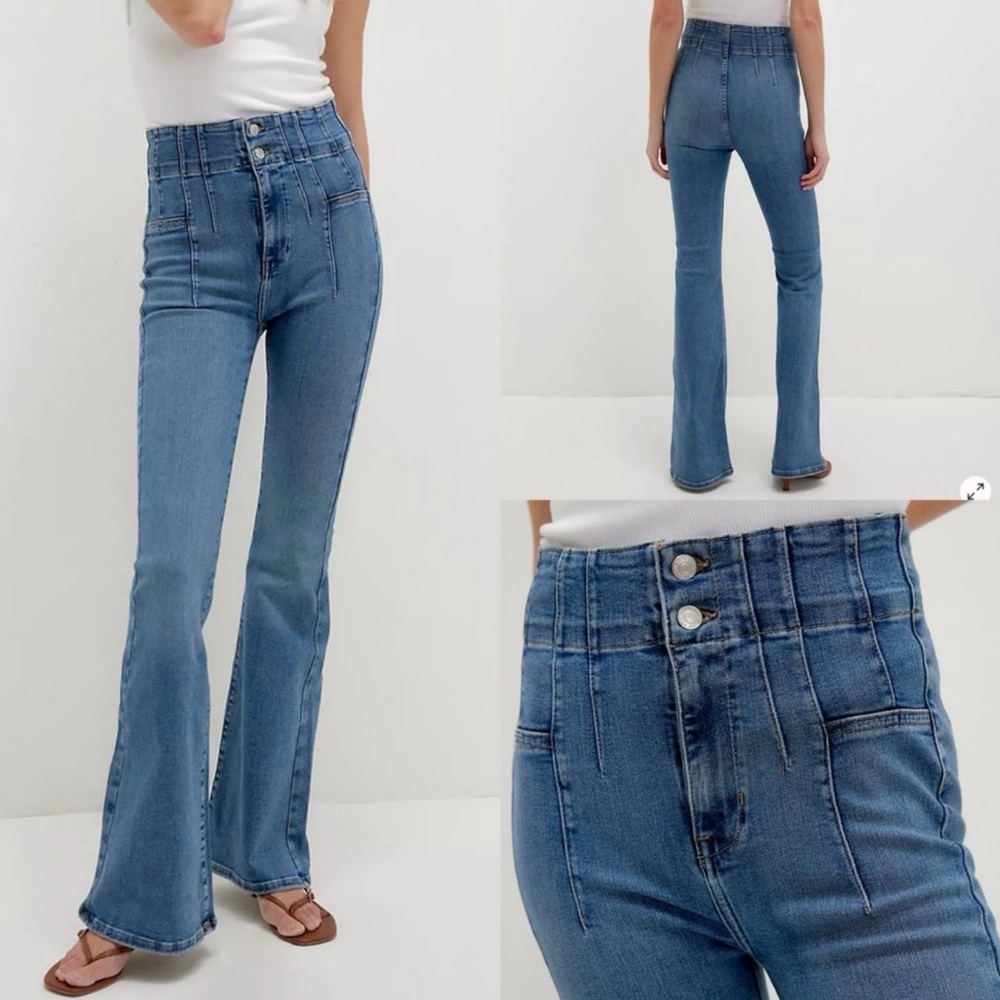 We The Free Jayde Flare Jeans In Sunburst Blue Size 27